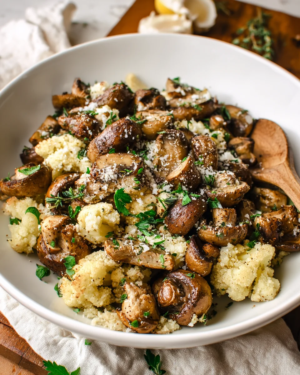 Sauteed Mushrooms and Cauliflower Crumbles