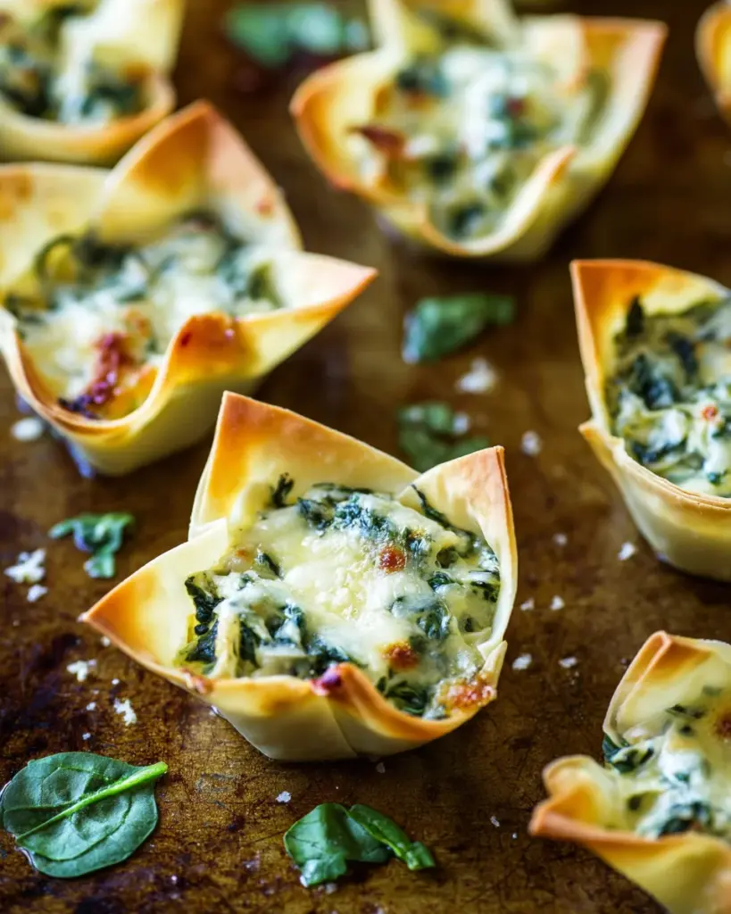 Spinach & artichoke wonton cups