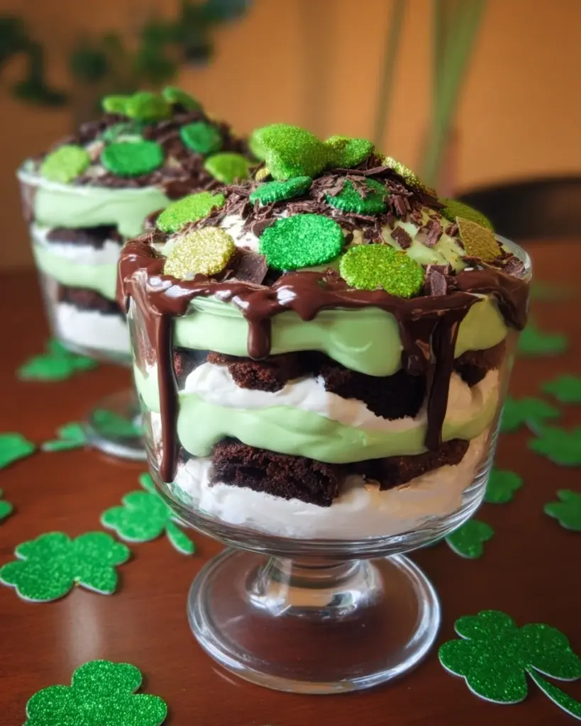St. Patrick's Day Brownie Trifle