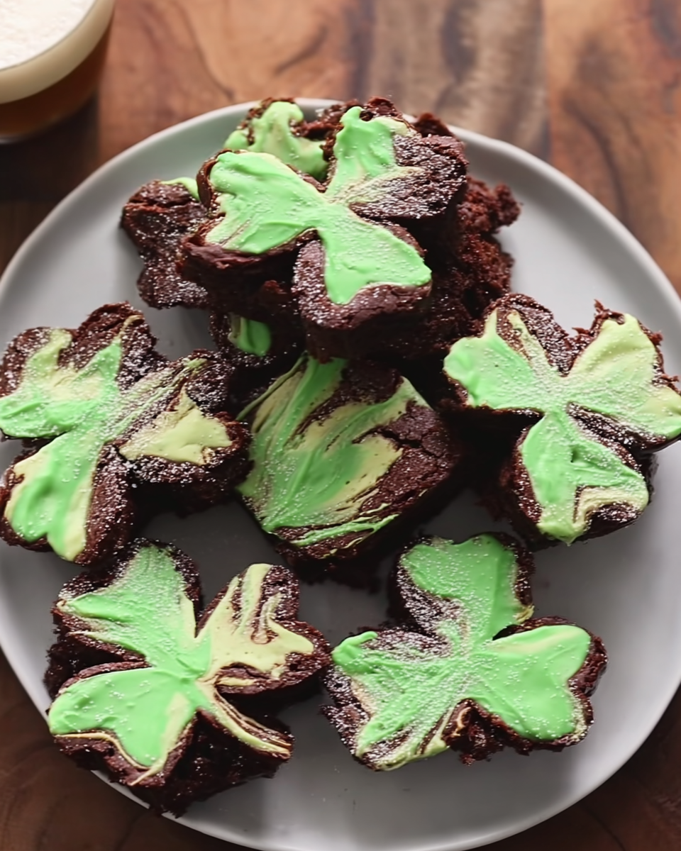 St. Patrick's Day Mint Swirl Shamrock Brownies St. Patrick's Day Mint Swirl Shamrock Brownies