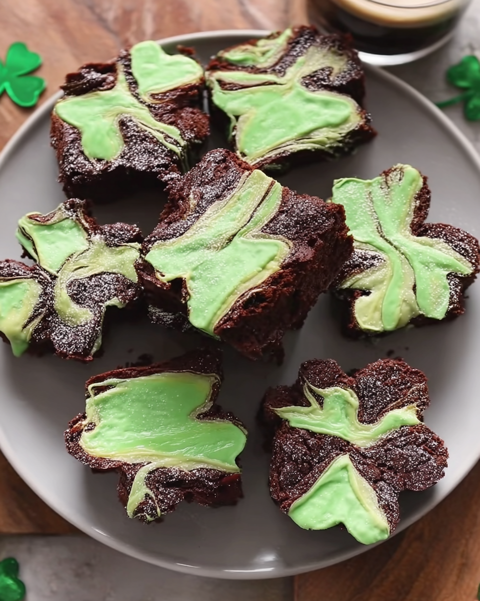 St. Patrick's Day Mint Swirl Shamrock Brownies St. Patrick's Day Mint Swirl Shamrock Brownies
