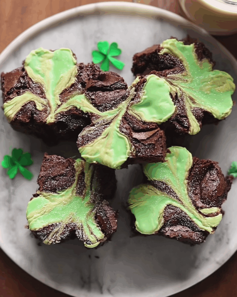 St. Patrick's Day Mint Swirl Shamrock Brownies