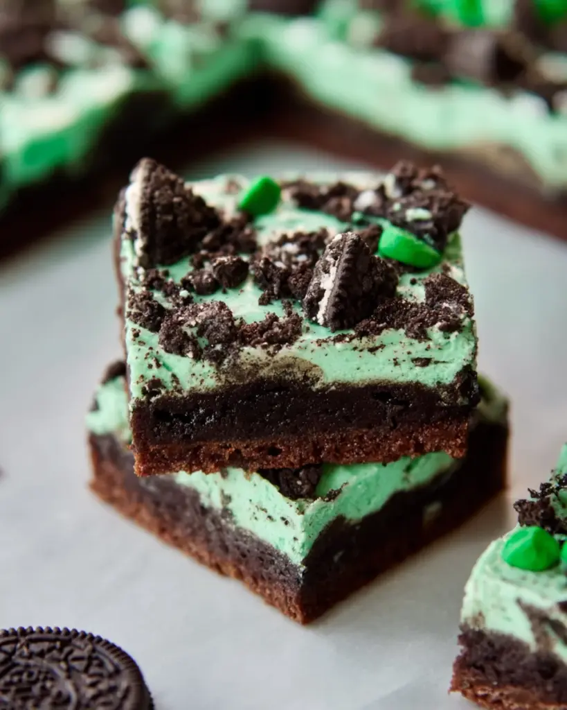 St. Patrick’s Day Triple Layer Fudgy Mint Oreo Brownies