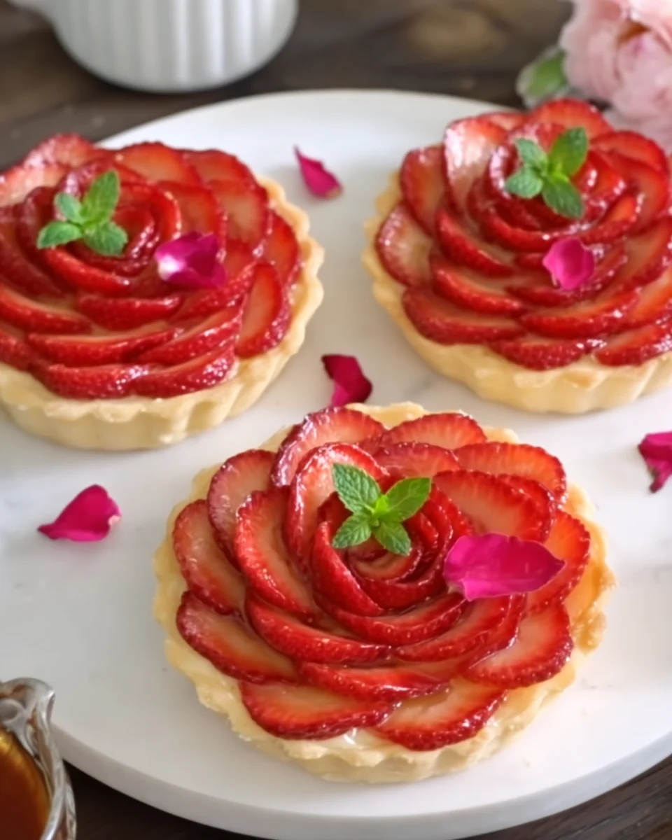 Strawberry Rose Tart with Custard Cream