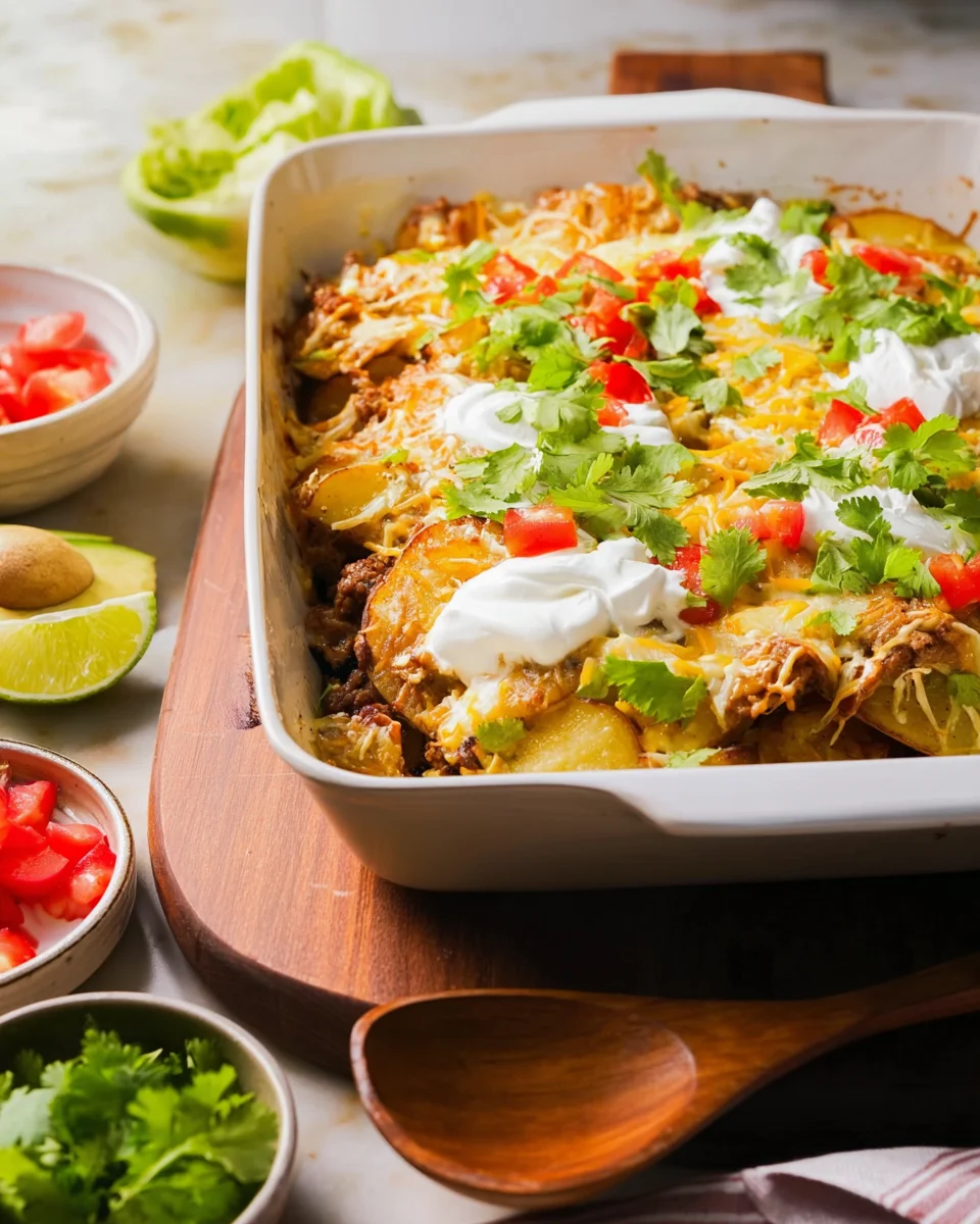 Cheesy Taco Potato Casserole (High Protein!) Cheesy