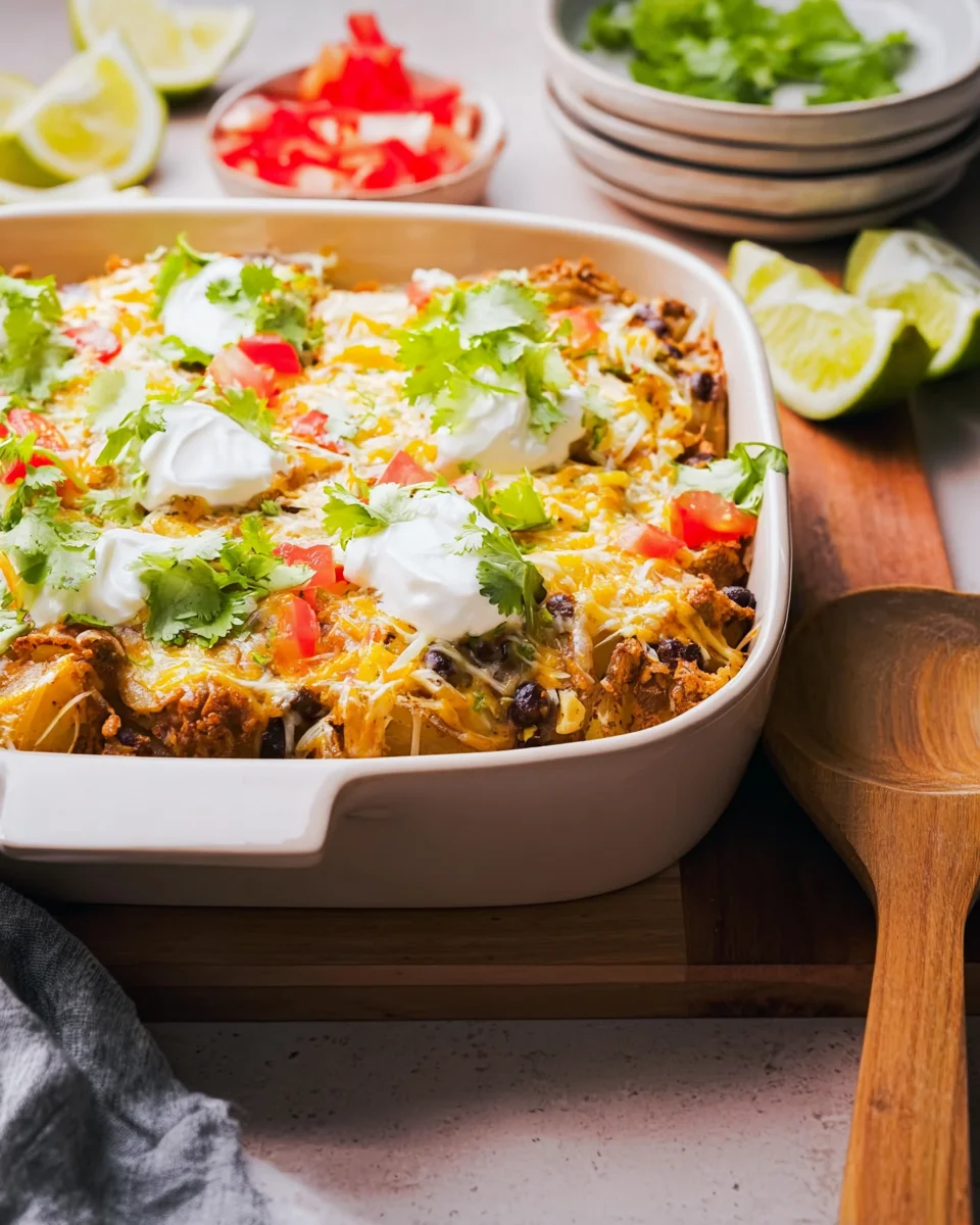 Cheesy Taco Potato Casserole (High Protein!) Cheesy
