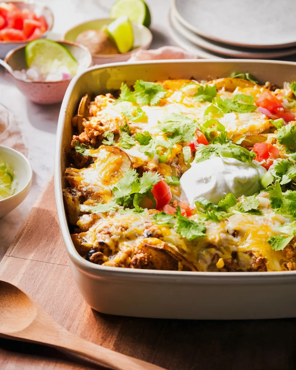 Cheesy Taco Potato Casserole (High Protein!) Cheesy