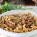 Creamy Garlic Steak Pasta