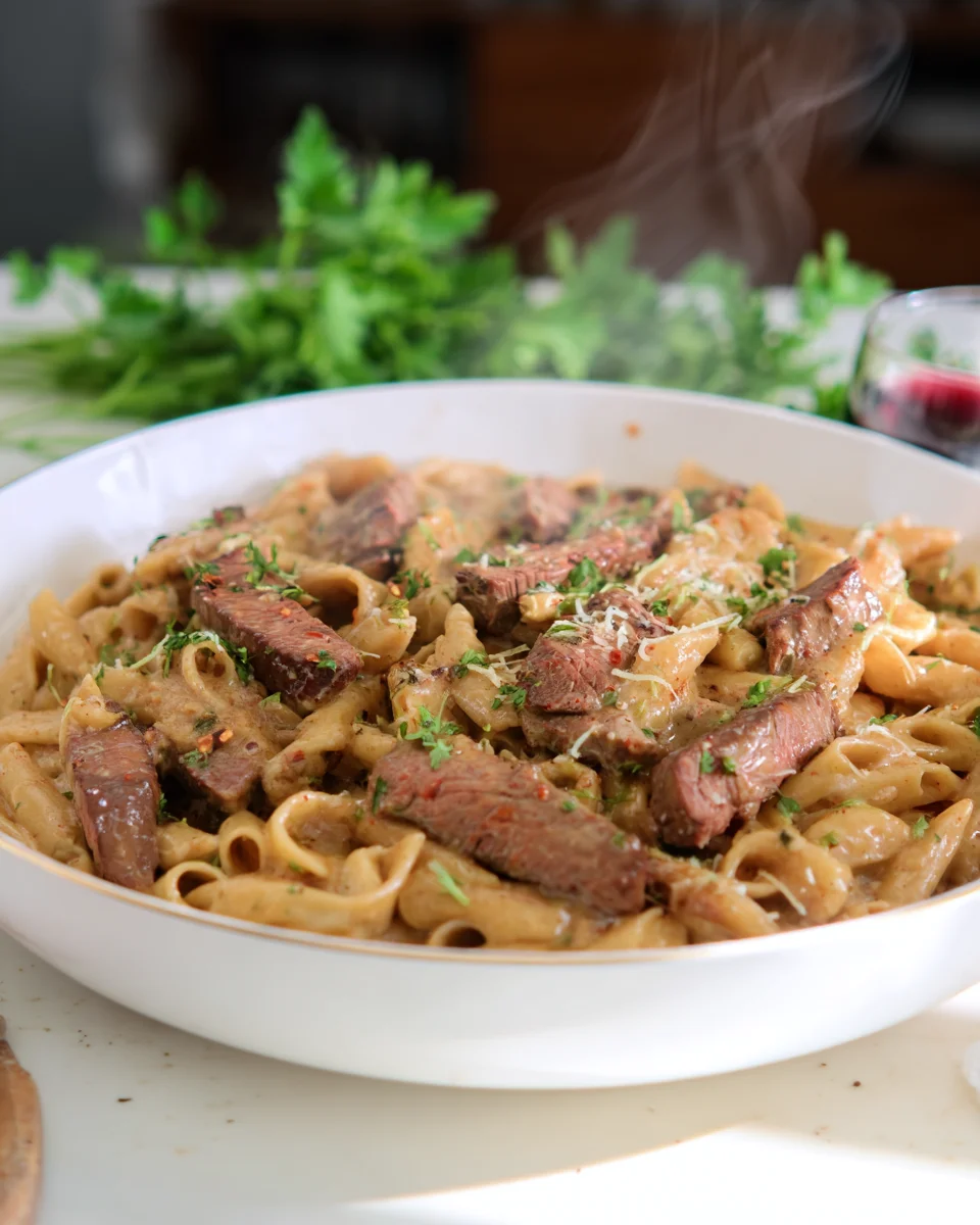 Creamy Garlic Steak Pasta Creamy