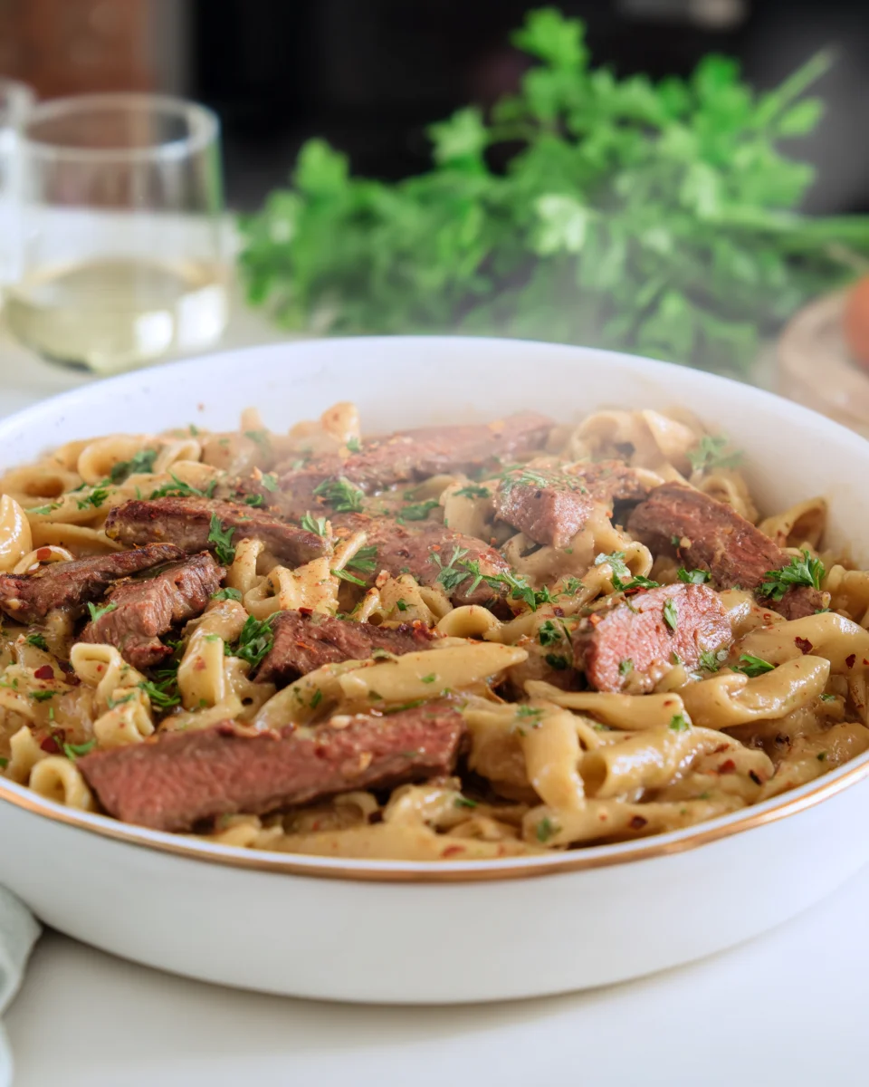 Creamy Garlic Steak Pasta Creamy