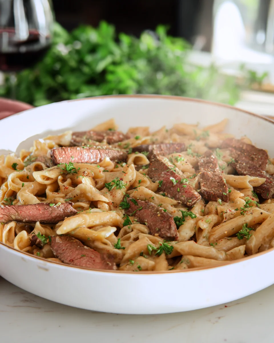 Creamy Garlic Steak Pasta Creamy