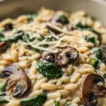 Creamy Orzo with Mushrooms and Spinach