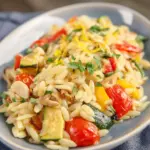 Lemon Garlic Orzo with Roasted Vegetables