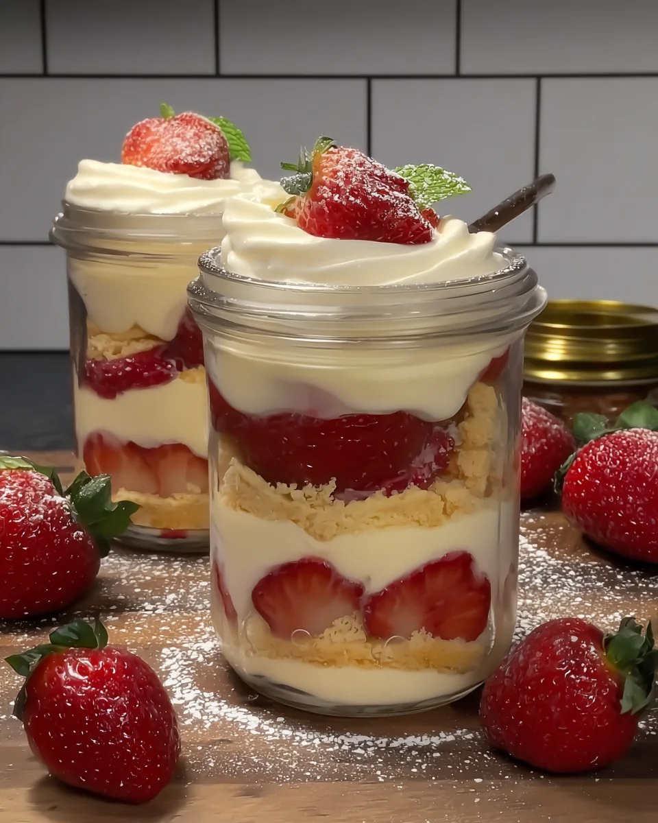 No-Bake Strawberry Shortcake Trifle Cups with only 6 ingredients! No-Bake