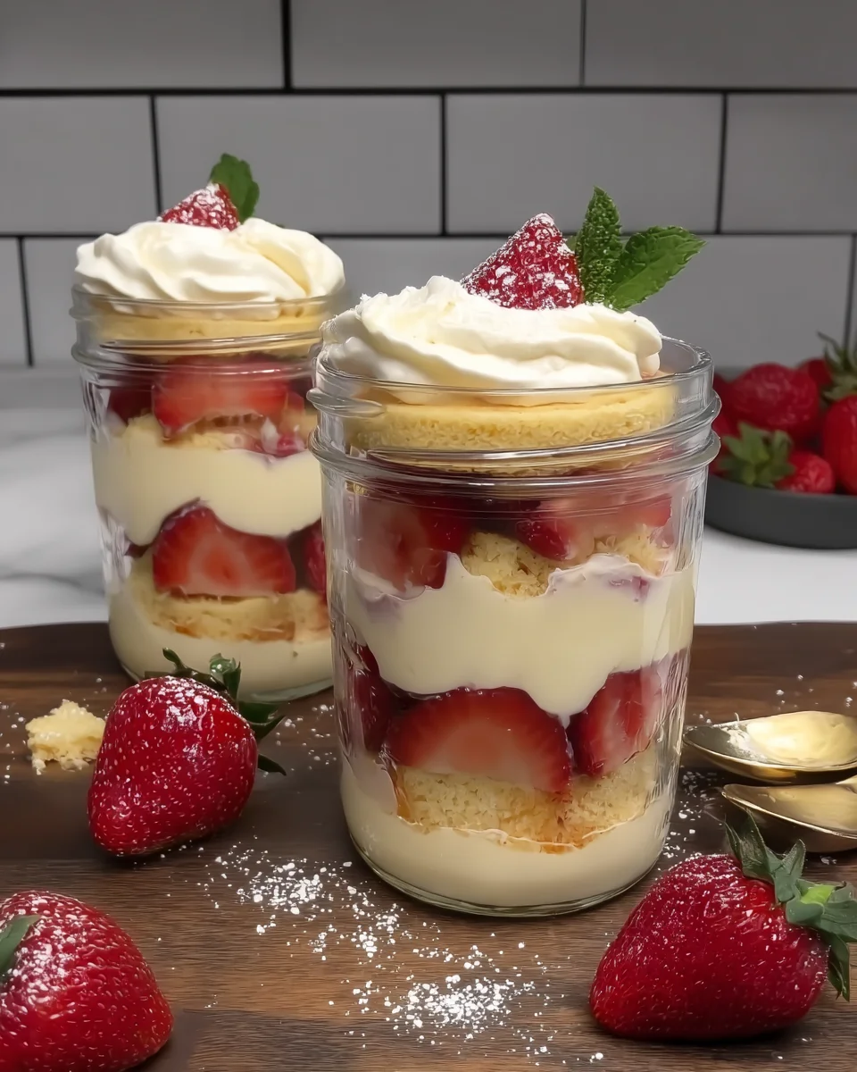 No-Bake Strawberry Shortcake Trifle Cups with only 6 ingredients! No-Bake