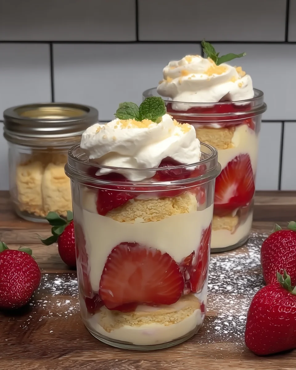 No-Bake Strawberry Shortcake Trifle Cups with only 6 ingredients! No-Bake