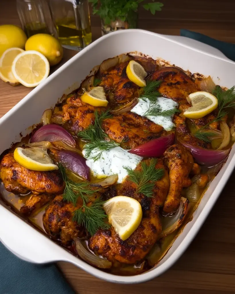 One-Pan Chicken Shawarma with Roasted Garlic Sauce