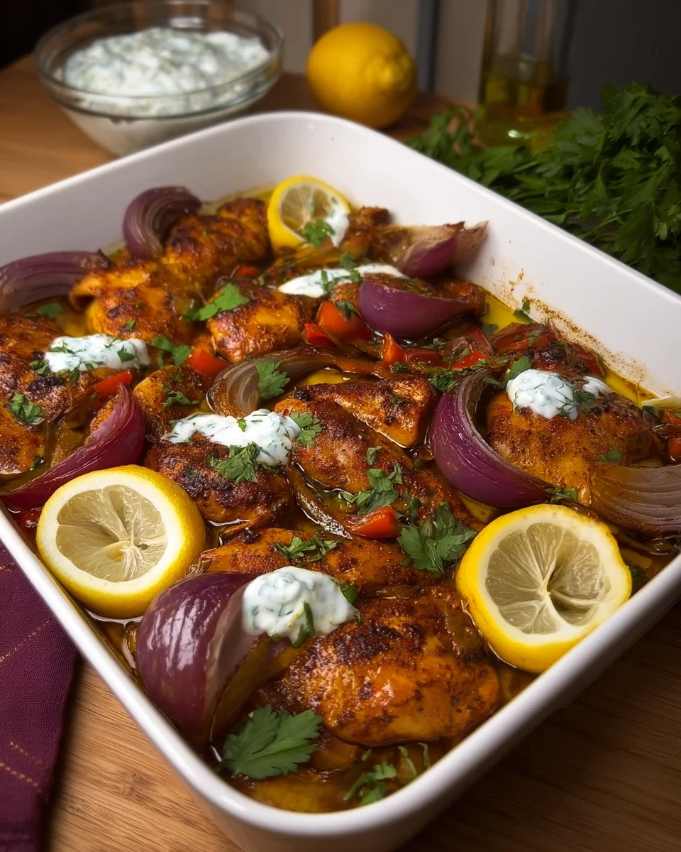 One-Pan Chicken Shawarma with Roasted Garlic Sauce One-Pan