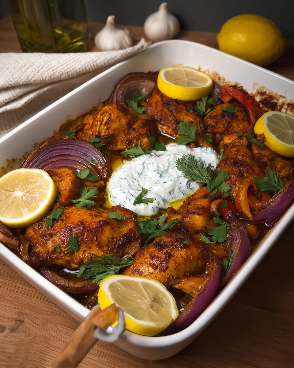 One-Pan Chicken Shawarma with Roasted Garlic Sauce One-Pan