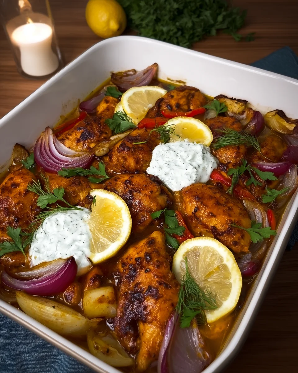 One-Pan Chicken Shawarma with Roasted Garlic Sauce One-Pan