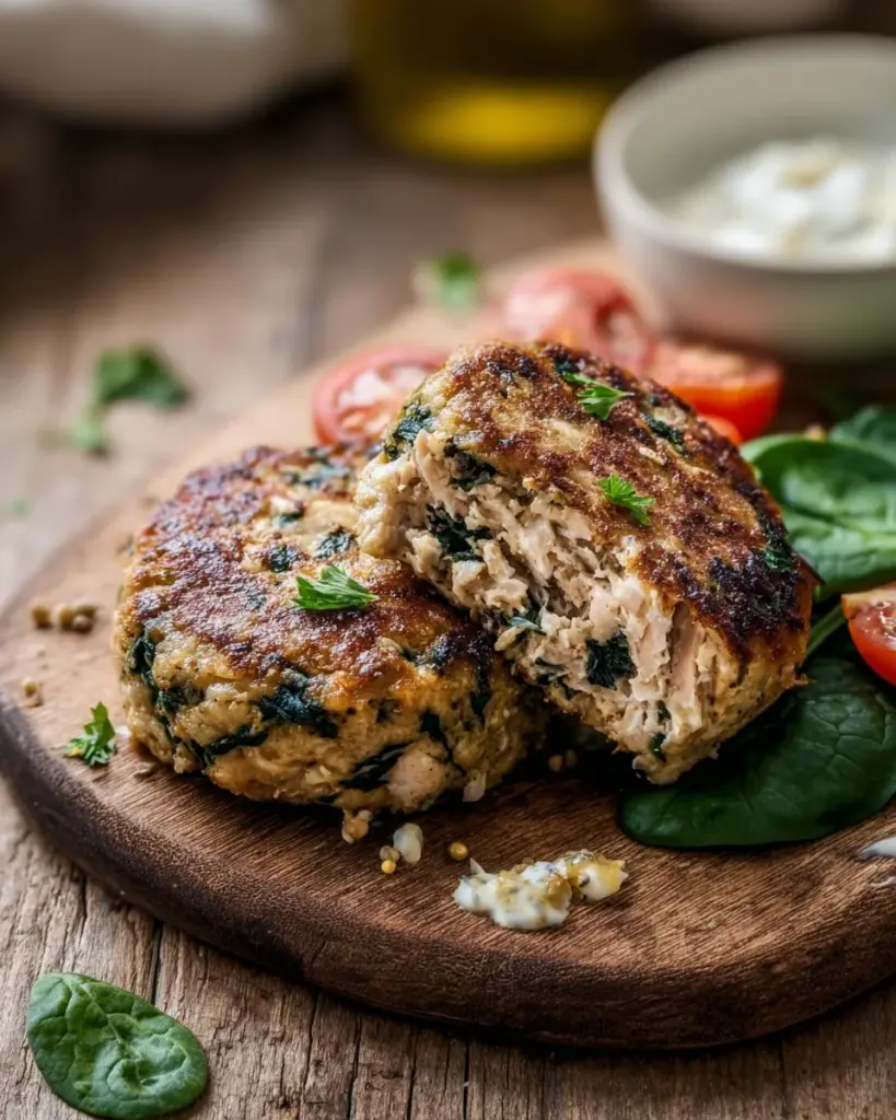 Spinach Feta Chicken Patties