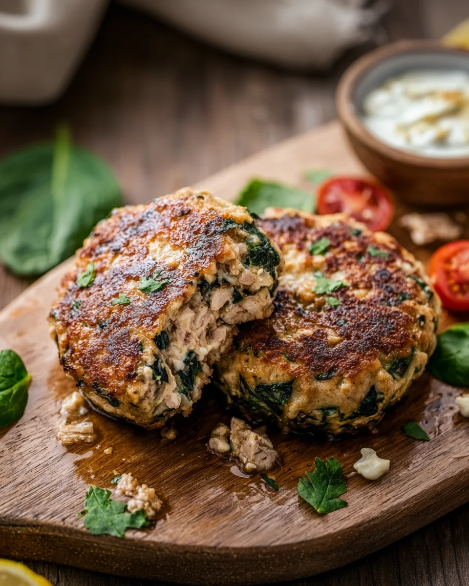Spinach Feta Chicken Patties Spinach