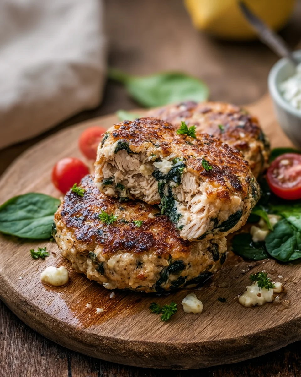 Spinach Feta Chicken Patties Spinach