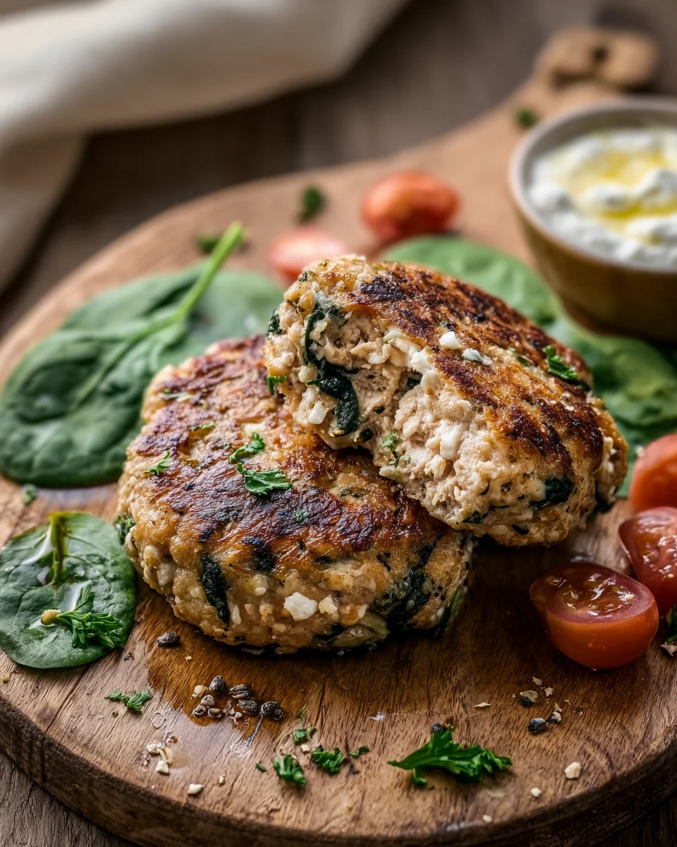 Spinach Feta Chicken Patties Spinach