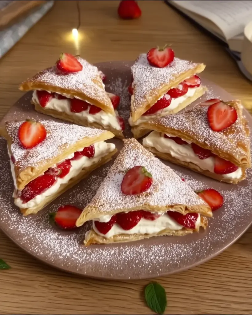 Strawberry and Whipped Cream Puff Pastry Delights