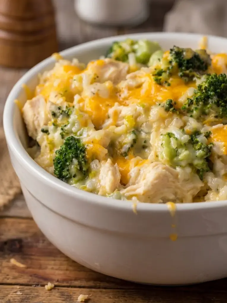 Cheesy Broccoli Chicken Rice Casserole