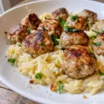 Lemon Chicken Ricotta Meatballs with Garlic Orzo