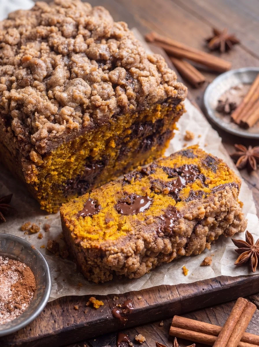 Pumpkin Chocolate Chip Streusel Bread