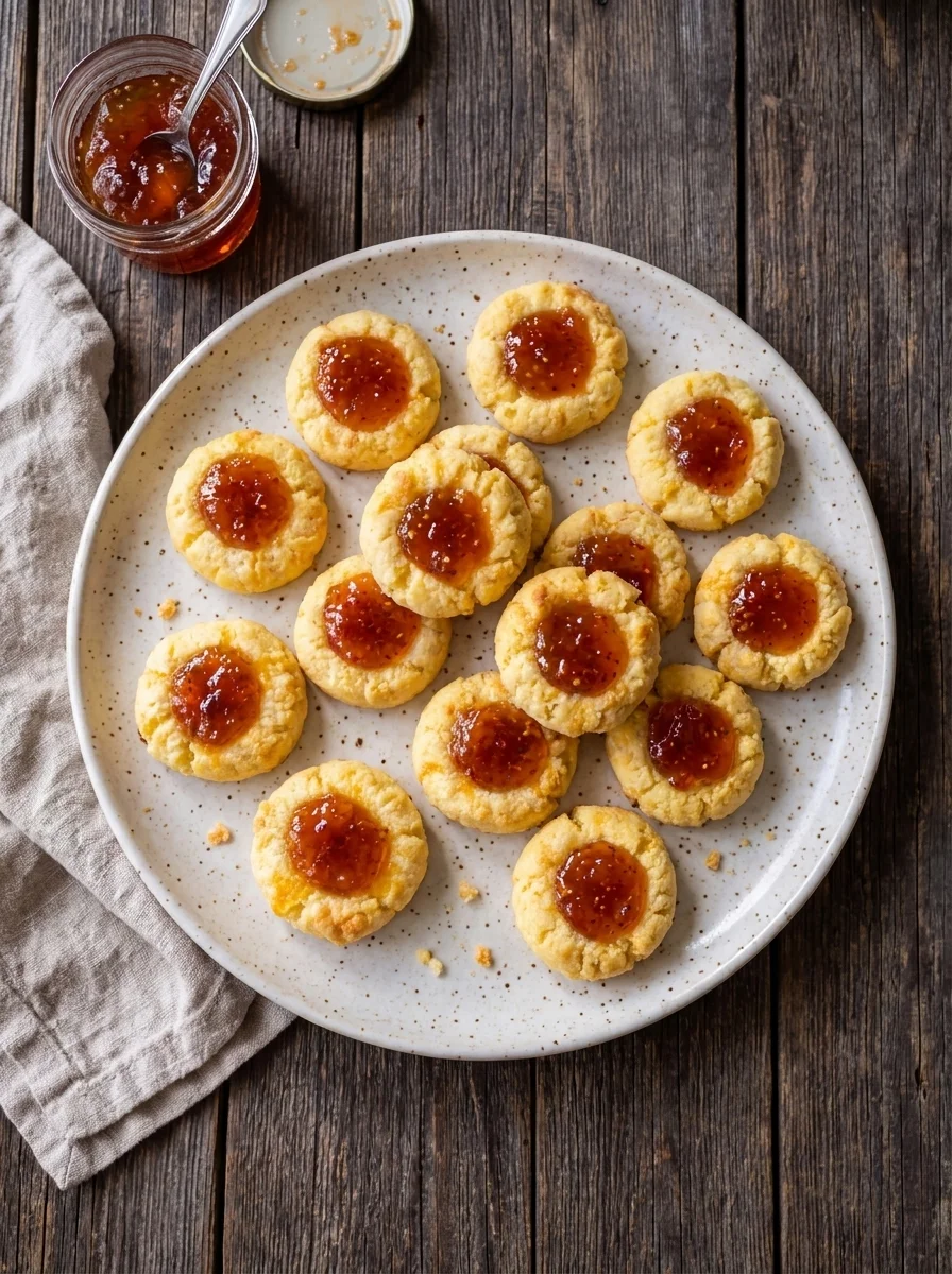 Cheesy Thumbprint Appetizers with Hot Pepper Jelly Cheesy