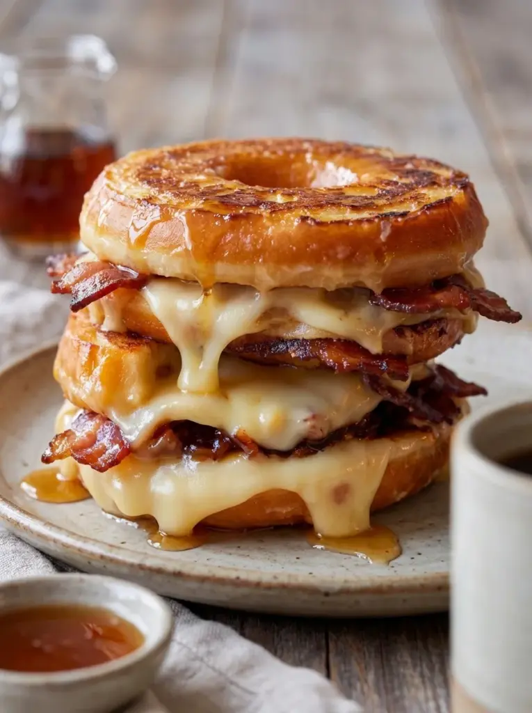 Donut Grilled Cheese with Bacon Maple