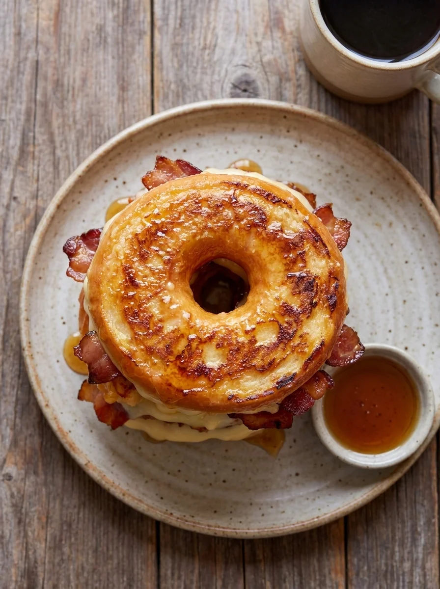 Donut Grilled Cheese with Bacon Maple Donut