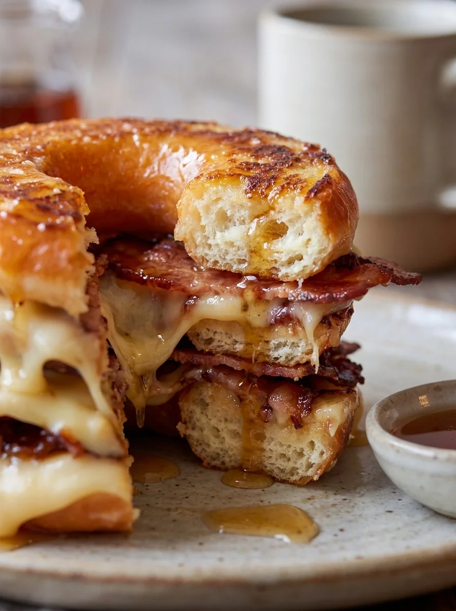 Donut Grilled Cheese with Bacon Maple Donut