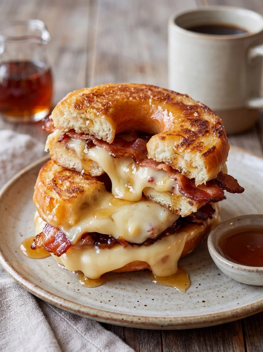 Donut Grilled Cheese with Bacon Maple Donut