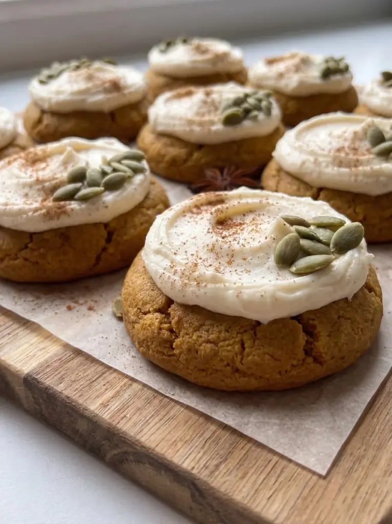Pumpkin Cookies with Cream Cheese Frosting