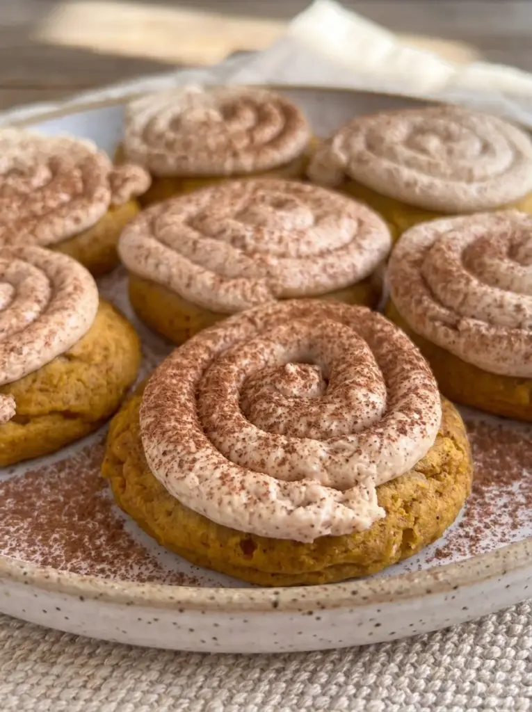 Soft Pumpkin Cookies with Cinnamon Frosting