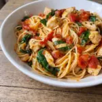 Tomato Spinach Chicken Spaghetti