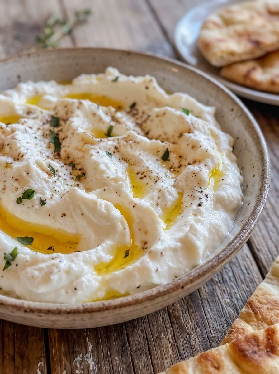 Whipped Feta and Ricotta Dip with Roasted Garlic